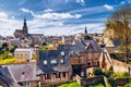 Narrow street with old traditional houses in histoical part of D Royalty Free Stock Photo