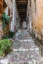 Narrow street in the old village France. Royalty Free Stock Photo