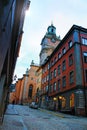 Narrow street paved with stones in Stockholm