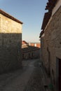 Narrow street on portuguese historic village Castelo Novo Royalty Free Stock Photo