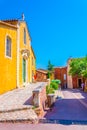 A narrow street in Roussillon village in France Royalty Free Stock Photo