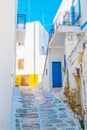 Narrow street with rustic houses in Lefkes village Royalty Free Stock Photo