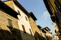 Narrow street in small town Fiesole, Italy, low angle view