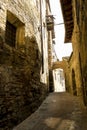Narrow street in small town Fiesole, Italy, low angle view