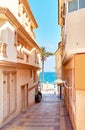 Narrow street of spanish town of El Campello.