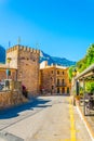 A narrow street in the spanish village Fornalutx at Mallorca Royalty Free Stock Photo