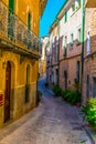 A narrow street in the spanish village Fornalutx at Mallorca Royalty Free Stock Photo