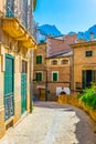 A narrow street in the spanish village Fornalutx at Mallorca Royalty Free Stock Photo