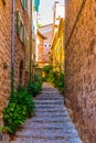 A narrow street in the spanish village Fornalutx at Mallorca Royalty Free Stock Photo
