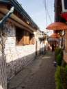 Narrow street with traditional houses in Ikseondong Hanok village