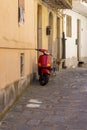 Narrow street typical for Italian towns, Castelmola, Sicily, Italy