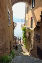 Narrow street in Varenna on Lake Como - Lecco, Lombardy, Italy