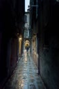 Narrow street of Venice in a mysterious night