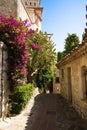 Narrow street in the village of Eze on the French Riviera. Royalty Free Stock Photo