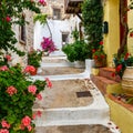 Narrow street in the village of Kritsa, Crete, Greece Royalty Free Stock Photo