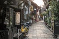 Narrow street in Xinchang Ancient Town in Shanghai, China