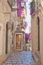 narrow streets and alleys in Taormina, Sicily, Royalty Free Stock Photo