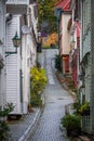 Narrow streets in Bergen old town Royalty Free Stock Photo