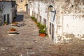 Narrow streets with CCTV security cameras in the old part of Europe