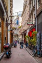 Narrow Streets in the city of Amsterdam, the Netherlands Royalty Free Stock Photo