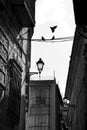 Narrow streets and facades in the old town of Toledo Royalty Free Stock Photo