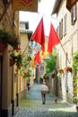 Narrow streets of the famous Orvieto, a medieval hill town, rising above the almost-vertical faces of tuff cliffs and surrounded