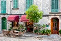 Narrow streets in historic center of town of Valldemossa, Balearic Islands Mallorca Spain Royalty Free Stock Photo