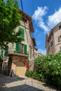 Narrow streets in historic center of town of Valldemossa, Balearic Islands Mallorca Spain Royalty Free Stock Photo