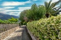 Narrow streets in historic center of town of Valldemossa, Balearic Islands Mallorca Spain Royalty Free Stock Photo