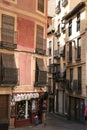 Narrow streets and historical facades in the old town of Toledo Royalty Free Stock Photo