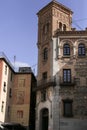 Narrow streets and historical facades in the old town of Toledo Royalty Free Stock Photo