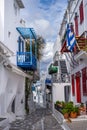 Narrow streets of Mykonos town, Greece Royalty Free Stock Photo