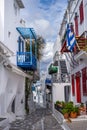 Narrow streets of Mykonos town, Greece