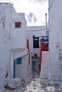 Narrow streets of Mykonos town, Greece
