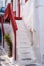 Narrow streets of Mykonos town, Greece