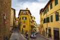 Yellow houses old street Florence Tuscany Italy Royalty Free Stock Photo