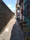 Narrow sweet street with cafes and people in Istanbul ÃÅskÃÂ¼dar