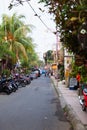 Narrow tourist area Ubud street Royalty Free Stock Photo