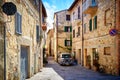 Narrow town street in Pienza, Italy