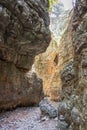 Narrow trail in Imbros gorge, Crete Greece