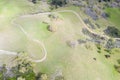 Aerial View of Trail Meandering Thru California Hills Royalty Free Stock Photo