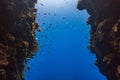 Narrow underwater crevice