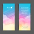 Narrow vertical vector banners with realistic pink-blue sky