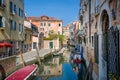 Narrow water channel in the center of Venice old town Royalty Free Stock Photo