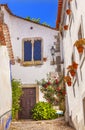 Narrow White Street 11th Century Medieval City Obidos Portugal