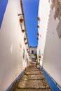 Narrow White Street 11th Century Mediieval City Obidos Portugal