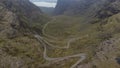 The narrow winding mountain road at Bealach na Ba near Applecross in the Scottish Highlands