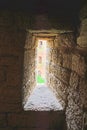 Narrow window in the passage at Golovina tower in Fortress Oreshek near Shlisselburg, Russia