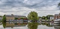 Narrowboats moored in the marina of the Lancaster Canal at Garstang in Lancashire