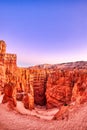 Narrows down to Bryce Canyon National Park at Sunset, Navajo Loop Trail, Utah Royalty Free Stock Photo